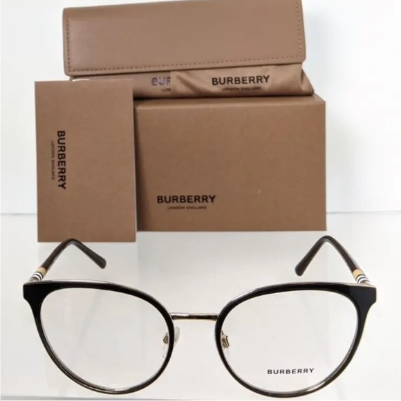 Brand New Authentic Burberry Eyeglasses BE 1324 1262 Black & Gold 52mm 1324 - Picture 2 of 5